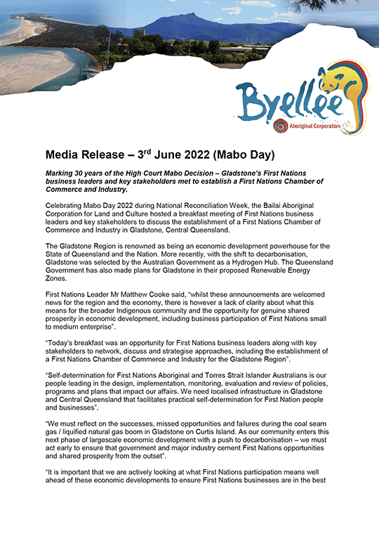 Mabo Day Media Release